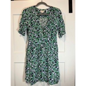 Women's Dress Green/Black/Blue Floral | Size Medium | NWOT
